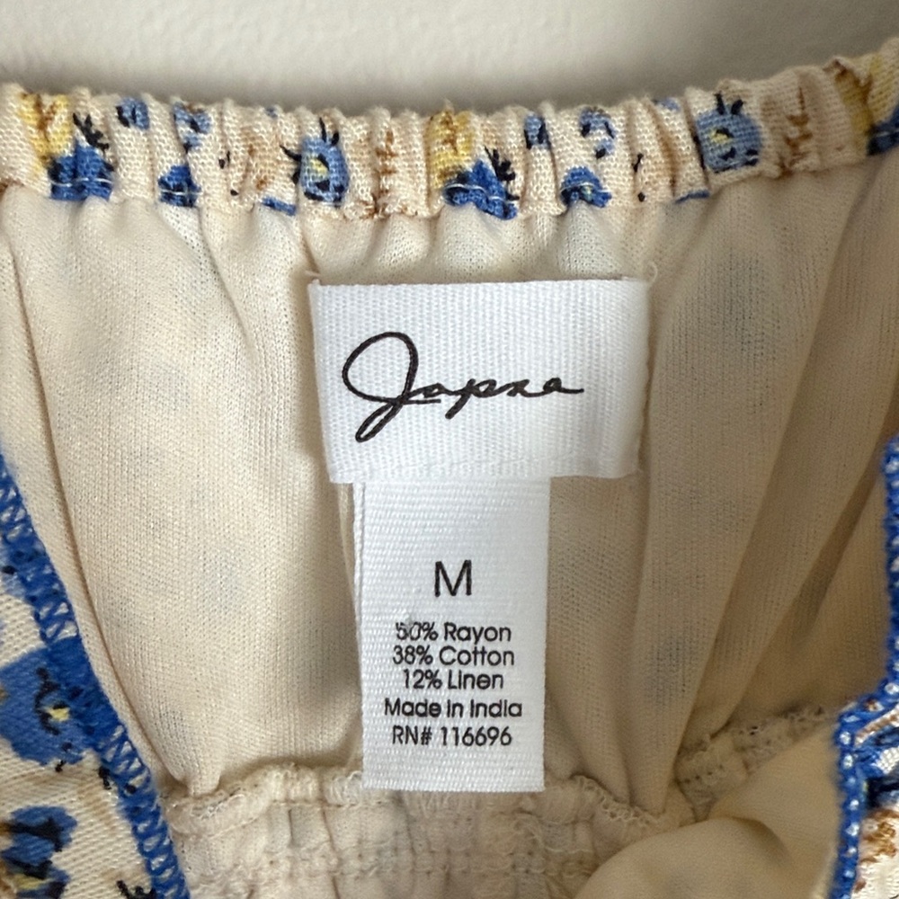 Japna Women's Blue Beige Floral Ruched Sundress Size M - Picture 2 of 14